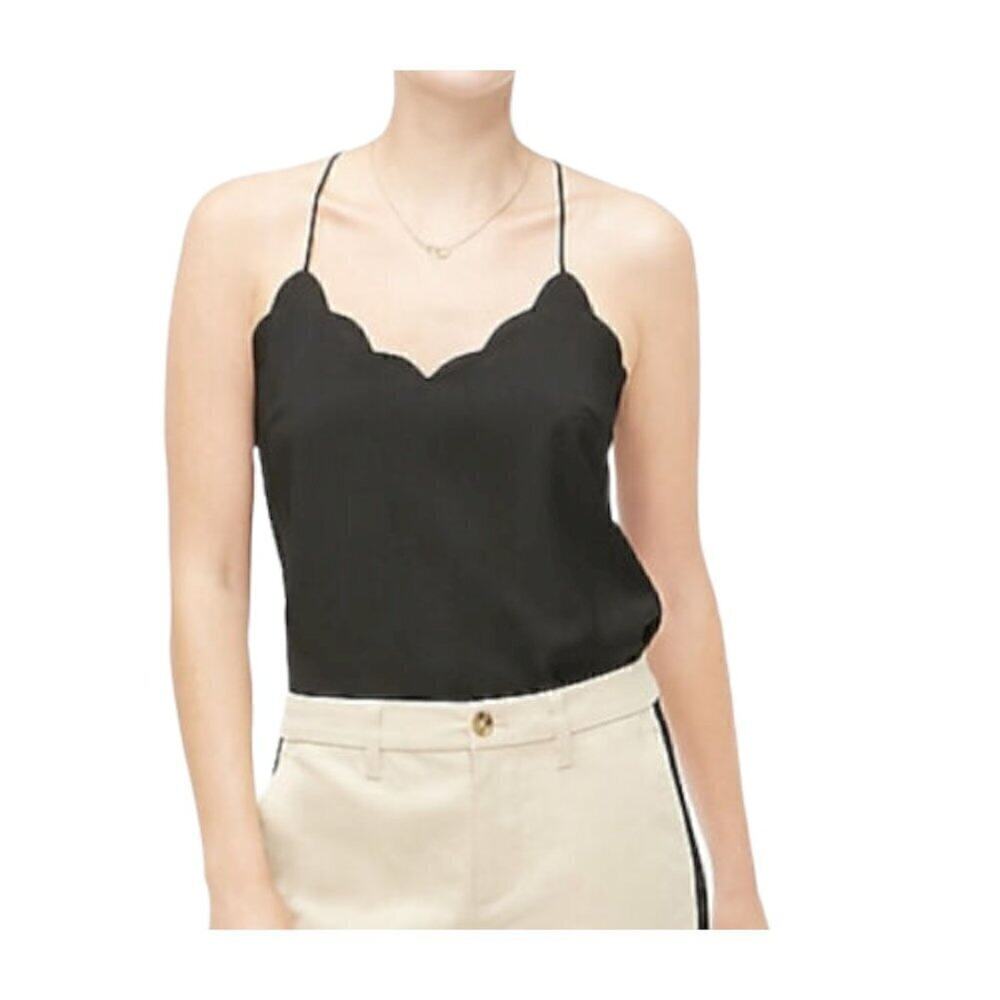 J.Crew Factory NWT Women's Black Scalloped Cami Top Size 00